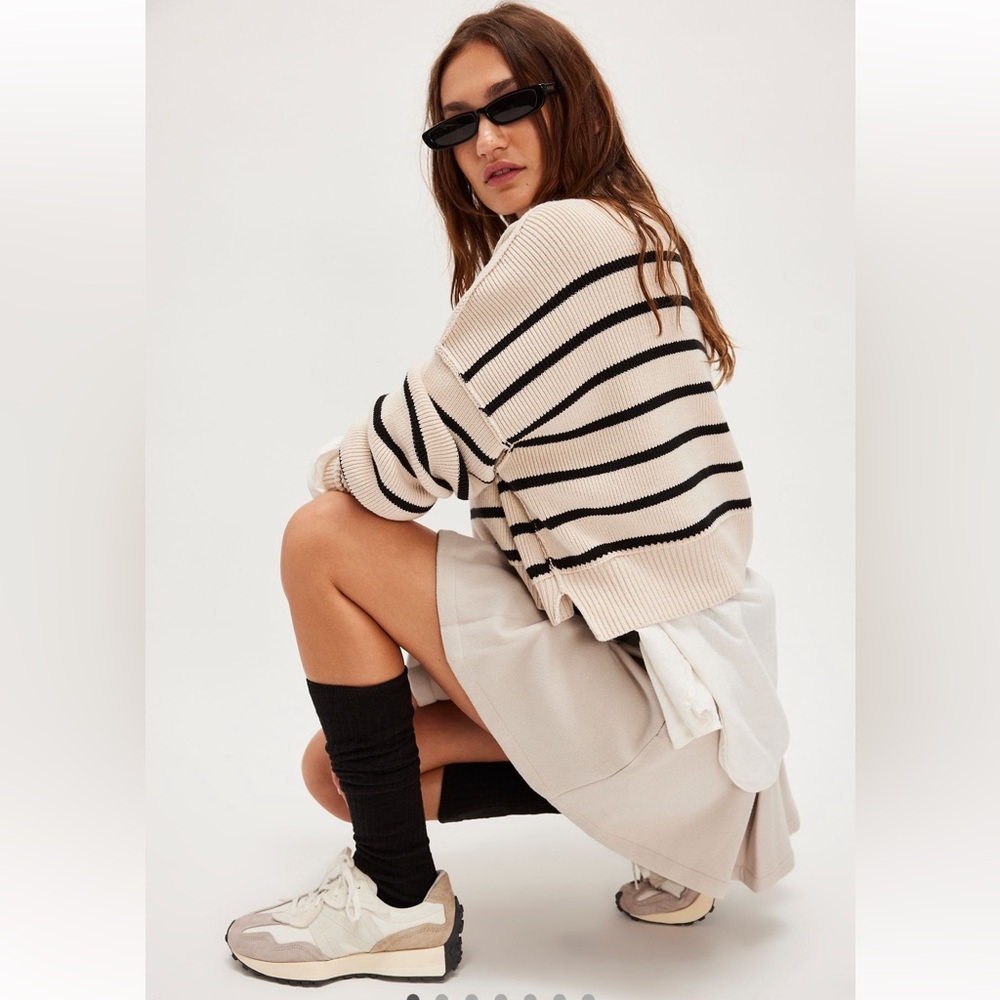 NWT Free People Easy Street Stripe Crop Pullover - Picture 2 of 8